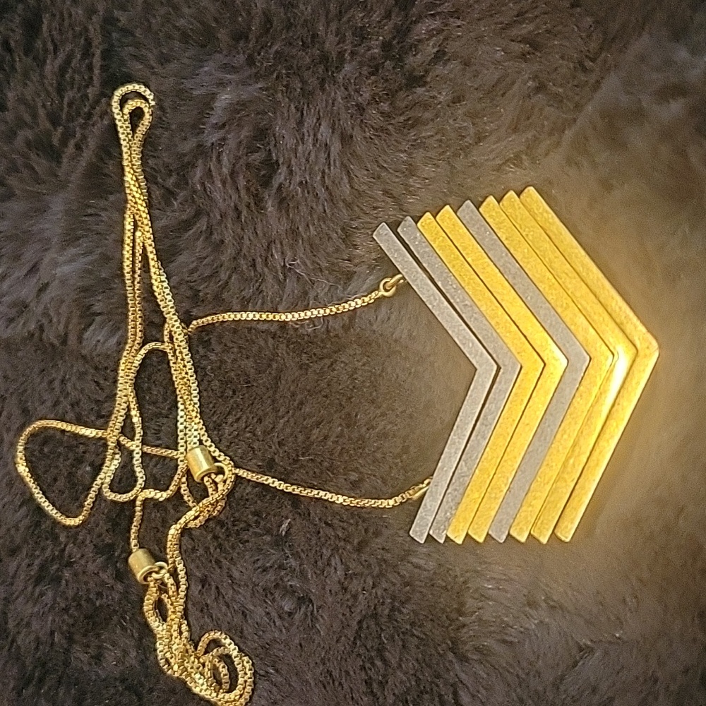 Madewell Arrowstack Adjustable Necklace, Gold/Gun… - image 1